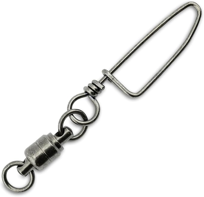 AFW Solid Brass Ball Bearing Snap Swivels with Welded Rings - Black Finish, Up to 450 lb Test Capacity, Patented Bullet Shaped Head for Reduced Water Resistance, Fluid Rotation