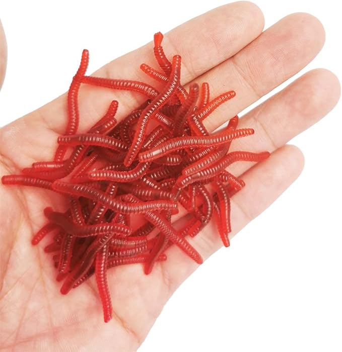 1.6in/3.3/3.9in Fishing Soft Lure Trout Worm Earthworm Bait Lifelike Fake Bloodworm Grub Worm Soft Fishing Lure Baits