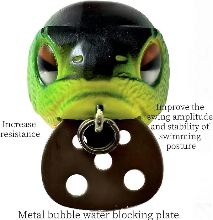 Top Water Fishing Lures with Metal Bubble Baffle & Tail Propeller - Saltwater & Freshwater Bass Trout Lures - 3D Eyes & Lifelike Scales - ABS Body