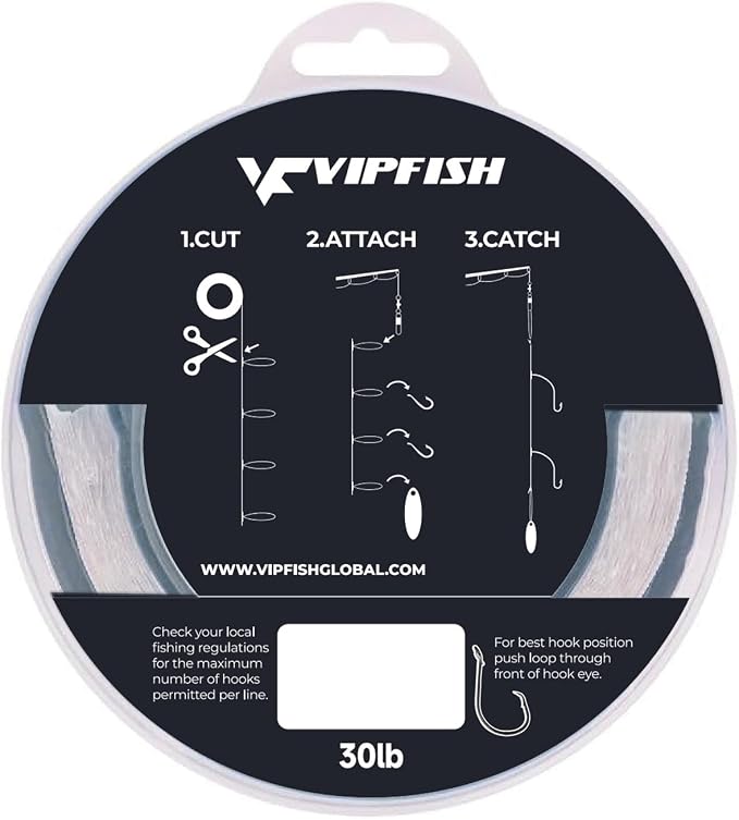 80 Pre-Tied Dropper Loops, 60LB Monofilament Fishing Line, 16 Inch Spacing with 5-6 Inch Loop, Saltwater Freshwater Fishing Leader Rigs for Bottom Fishing
