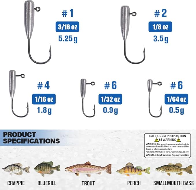 Tube Jig Heads for Crappie, Panfish, and Bass Fishing - 24 Pack
