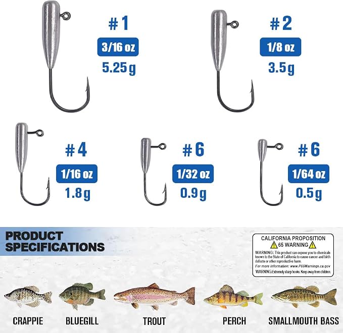 Tube Jig Heads for Crappie, Panfish, and Bass Fishing - 24 Pack