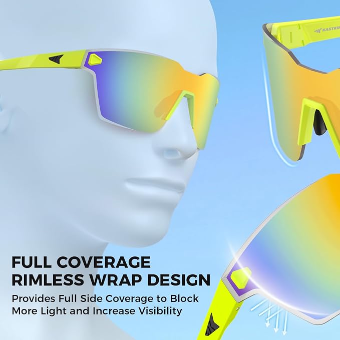 KastKing Tarkio Polarized Fishing Sunglasses, Large Single PC Lenses, Rimless Wrap Design, UV400 Protection Sports Sunglasses