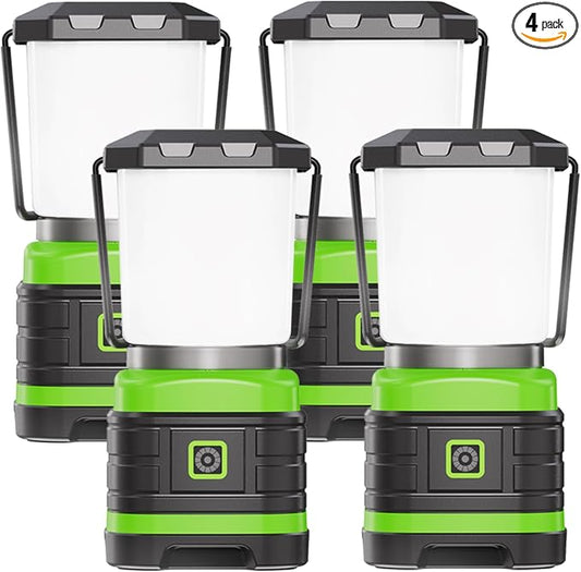 Lichamp LED Camping Lantern, Battery Powered LED Lights Camping Essentials, Portable Lanterns Flishlights for Emergency, Hurricanes, Outdoor Hiking, Power Outages, Survival Gear and Home Use, 4 Pack
