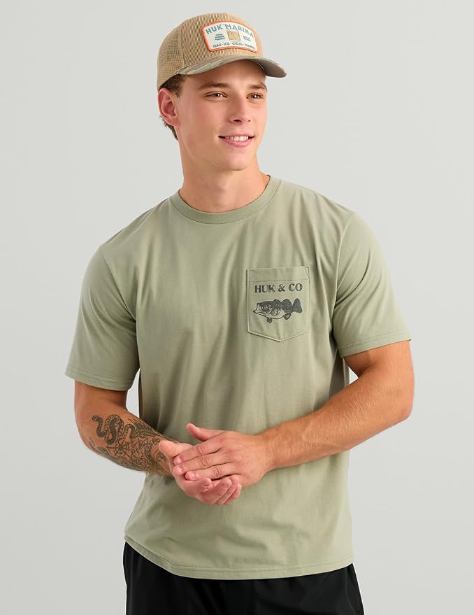 HUK Mens Performance Fishing Logo Tee, Short Sleeve T-Shirt for Men