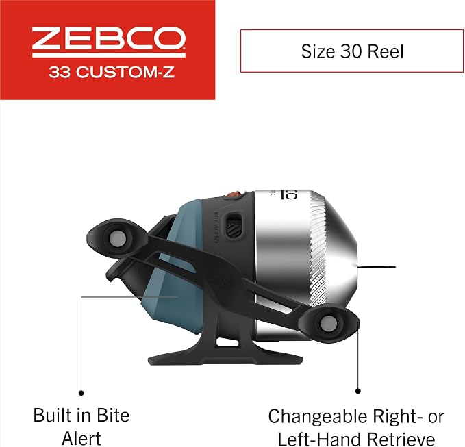 Zebco 33 Custom-Z Spincast Reel and Fishing Rod Combo, Telescopic Rod, 4.1:1 Gear Ratio, 14-Piece Strike King Tackle Kit