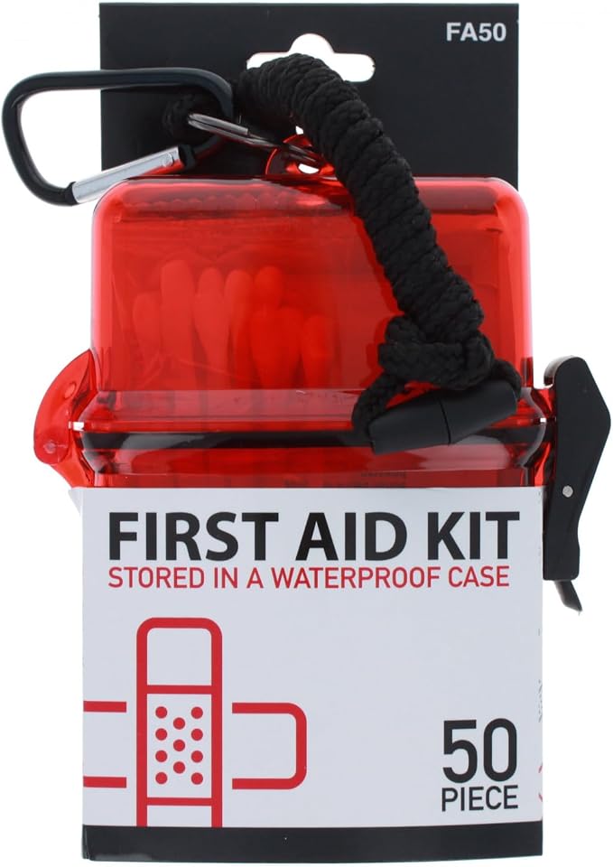 ASR Outdoor 50pc Portable First Aid Kit in Waterproof Case Emergency Supplies Survival Gear, 1pk