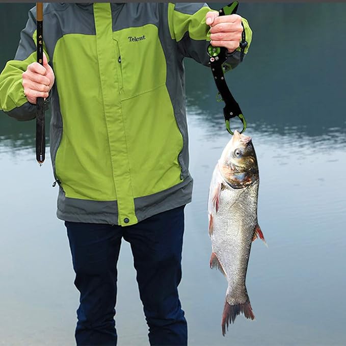 Night Cat Folding Fishing Lip Gripper Grabber Grip with Sheath Foldable Collapsible Fish Holder Control Accessories Portable Lightweight Aluminium Alloy 110lbs Loading Capacity