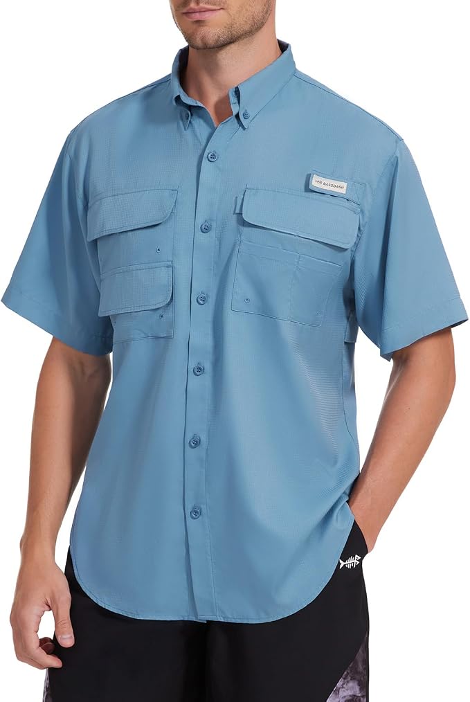 Bassdash UPF 50 Men’s Fishing Dress Shirt Button Down Woven Short Sleeve Outdoor