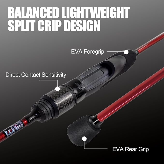 Eupheng Aerospin Ultralight Fishing Rod and Reel Combo,6’0” 6’6”, 2-Piece Fast Action Carbon Fiber Fishing Rod & 9+1 BB Spinning Reel with 20LB Drag, CNC Spool for Trout Crappie Panfish Finesse