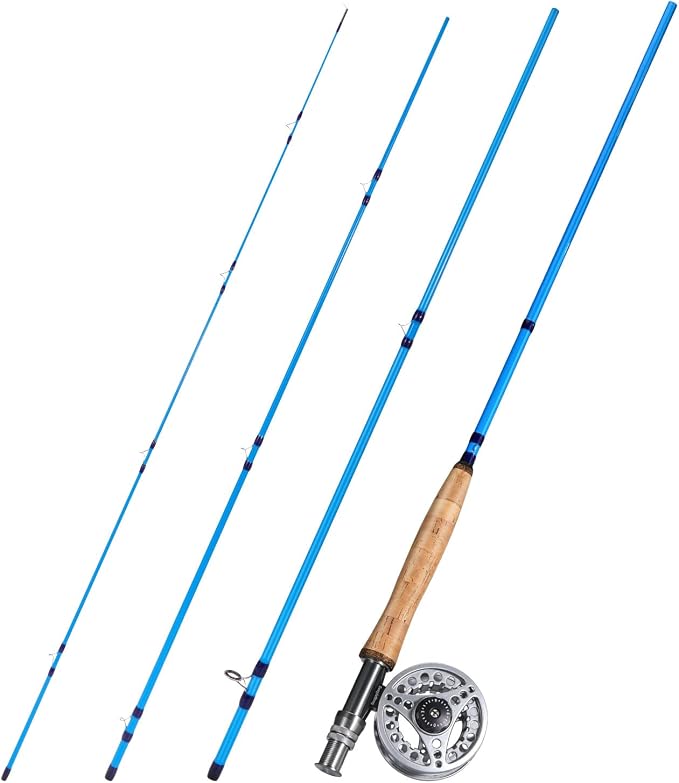 Sougayilang Fly Fishing Combo, 4 Piece Fly Rod and CNC Machined Aluminum Alloy Reel Complete Starter Package with Rod Bag