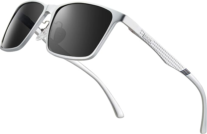 BIRCEN Polarized Mens Sunglasses for Driving: UV Protection Al-Mg Metal Sunglasses Lightweight Shades for Fishing Travel Golf