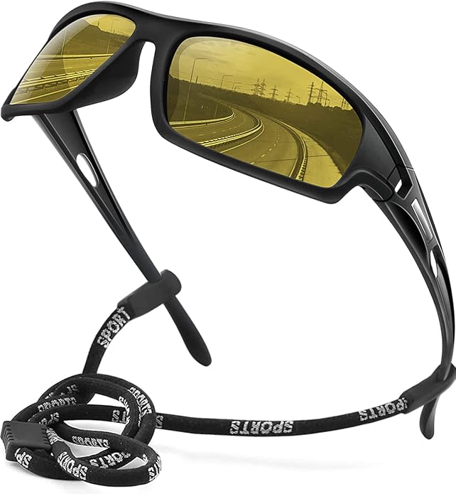 Polarized Sports Sunglasses for Men 100% UV Protection Wrap Around Unbreakable Sun Glasses for Fishing Driving