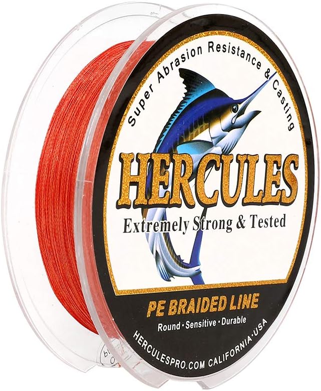 HERCULES Cost-Effective Super Strong 4 Strands Braided Fishing Line 6LB to 100LB Test for Salt-Water, 109/328 / 547/1094 Yards (100M / 300M / 500M / 1000M), Diam# 0.08MM - 0.55MM, Hi-Grade