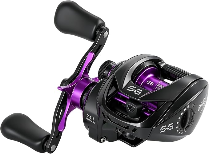 SOUGA Baitcasting Reel, Ultra-Light 184g & Smooth 6+1BB Baitcaster Fishing Reel, Smart Magnetic Anti-Backlash System, 7.1:1 Gear Ratio, Drag Easy Casting for Tournament & Beginner Anglers