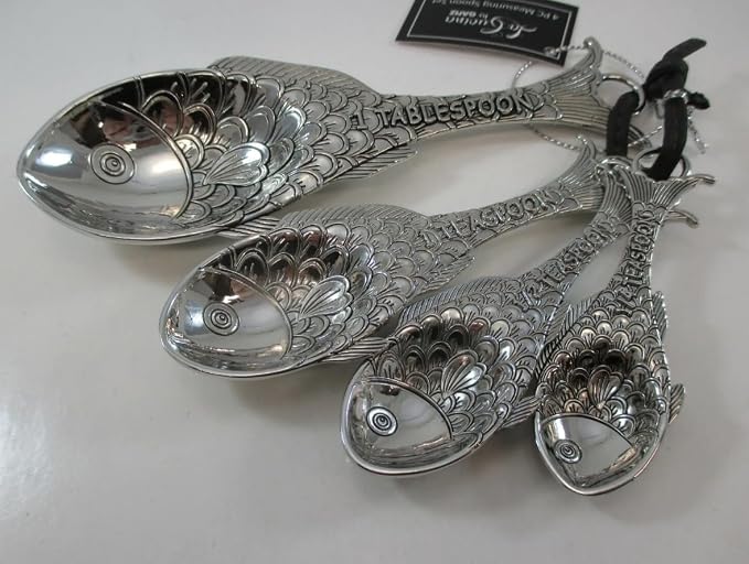 Ganz 4-Piece Set, Fish Measuring Spoon, One Size, silver