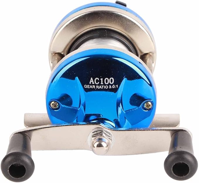 Fishing Reel, RoundBaitcasting Reel Conventional Fihsing Wheel with Line Lure Reel for Catfish, Salmon/Steelhead, Striper Bass and Inshore Saltwater Fishing(Blue)