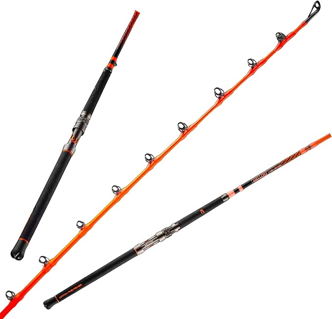 Orange Hellcat Revenge Rod Series – Durable, Lightweight Composite Fishing Rod, Non-Slip Silicone Grip, Aluminum Reel Seat, Smooth Casting, Break-Resistant Tip.