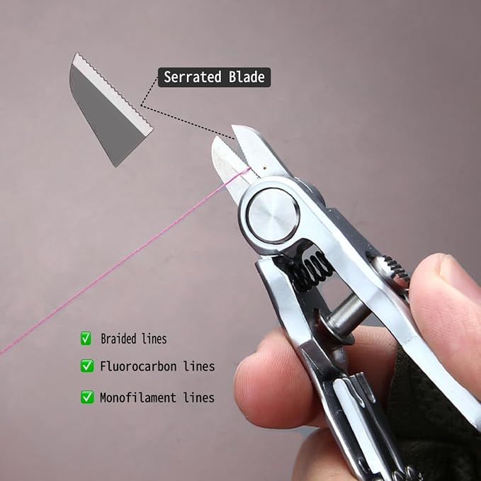 SHIAWASENA Portable Fishing Line Cutter with Retractors, Hook Eye Cleaner and Knot Tying Tool, Stainless Steel Braided Line Scissors Clippers for Mono, Fluoro Lines