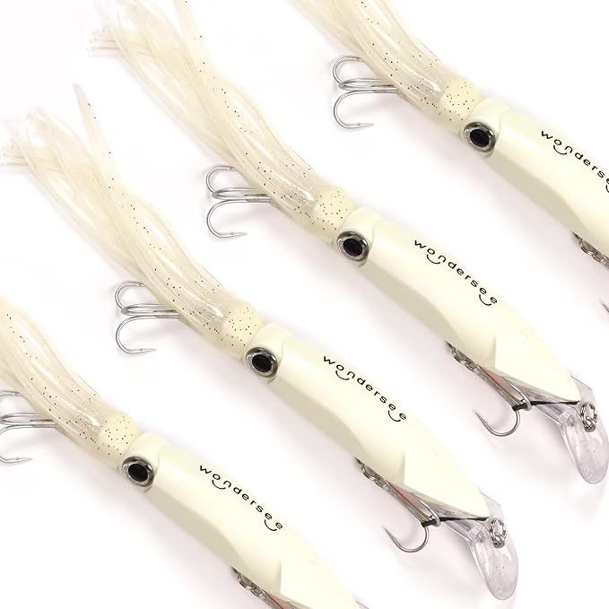 Wondersee Squid Fishing Bait Soft Hard Lures Kit Swimbait Crankbait Jig Simulation Weighted Holographic 4 PCS