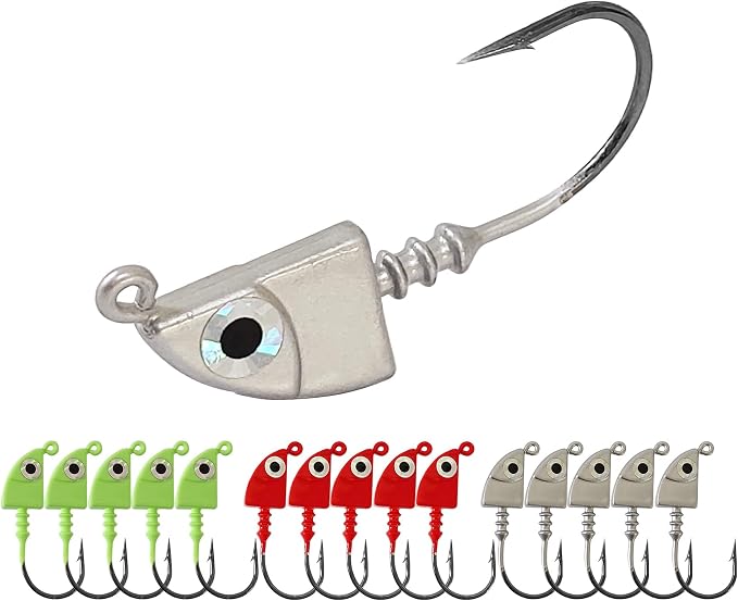 Eupheng Saltwater Jig Heads Pack of 15, Super Sharp Black Nickel Hooks with Bait Keepers for Freshwater & Saltwater Fishing