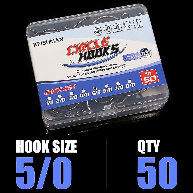 XFISHMAN Circle-Hooks-Fishing-Equipment-Octopus-Hooks-Saltwater-50 Pack #1 –12/0