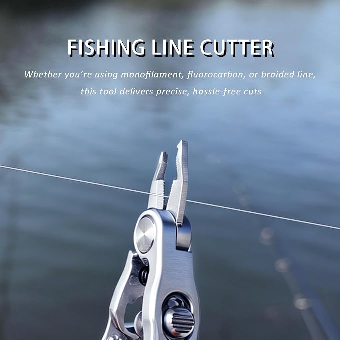 Fishing Line Cutter, 5-in-1 Multi-Tool with Stainless Steel Clippers for Braided, Mono & Fluoro,Split Ring Opener,Knot Tying Aid,Hook Eye Cleaner, and Retractable Lanyard, Compact Pliers for Anglers