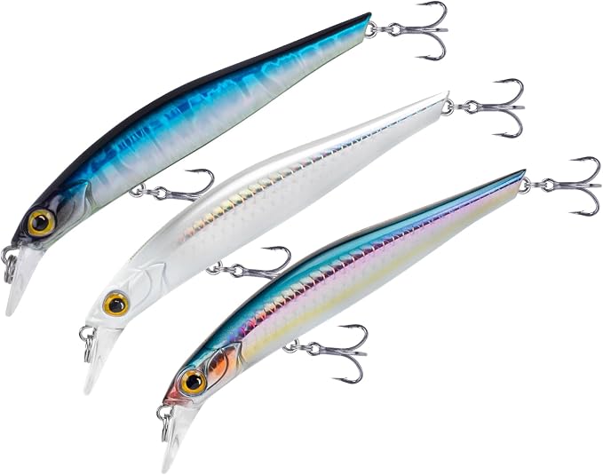 KINGDOM 3PCS Topwater Fishing Lures for Bass Whopper Popper Fishing Lure for Bass Catfish Pike Perch Floating Pencil Bait with Propeller Tail Freshwater/Saltwater