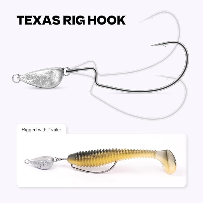 OJY&DOIIIY Weighted Texas Rig Hooks, Weedless Swimbait Jig Heads for Bass Fishing 1/8 3/16 1/4 3/8oz