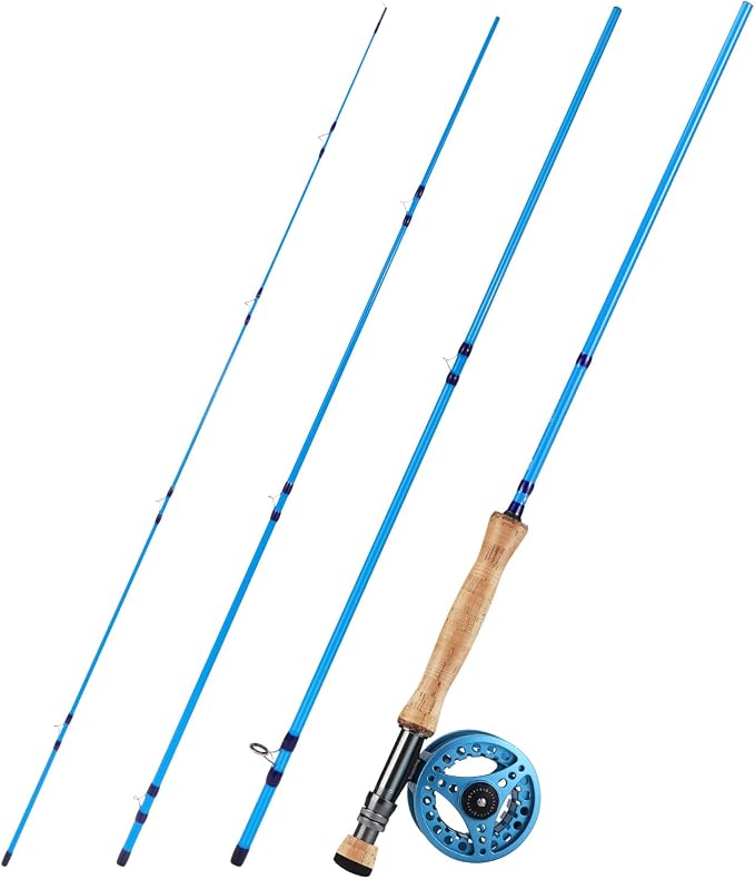 Sougayilang Fly Fishing Combo, 4 Piece Fly Rod and CNC Machined Aluminum Alloy Reel Complete Starter Package with Rod Bag