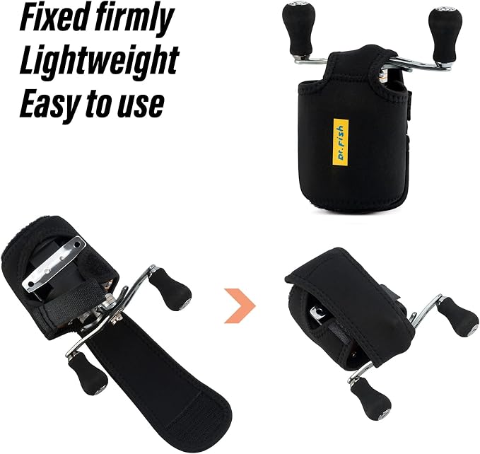 Dr.Fish 2 Pack Baitcasting Fishing Reel Cover Profective Low Profile Neoprene Left Right Handed Black Blue Baitcaster Storage Bags Wraps Reel Case