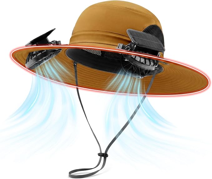 Solar Fan Hat with Steel Brim for Men Women UPF 50+ Garden Outdoor Fishing Beach Essential