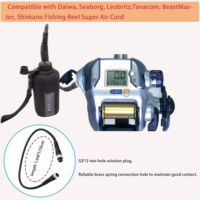 1.64Feet Electric Reel Power Cord – Compatible with Daiwa, Seaborg, Leobritz,Tanacom, BeastMaster, Shimano Fishing Reel Super Air Cord(1Pcs)