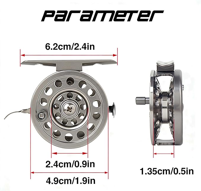 Winter Fly Fishing Reel 52g(1.83oz) All Metal Left Hand 5cm(1.95inch) Ice Fishing Wheel Carp Fishing Accessories for Freshwater Saltwater