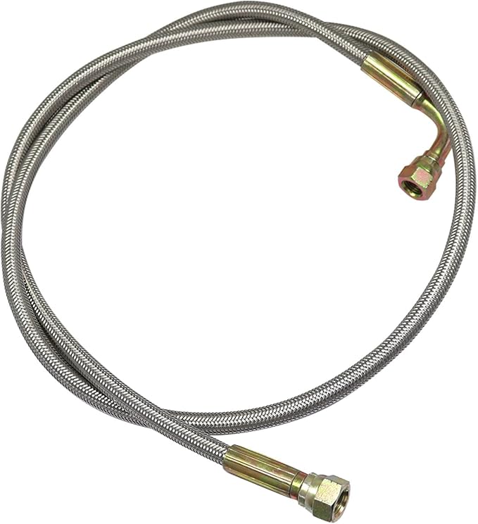 GXARTS 48" Billet Steel Braided Turbo Oil Feed Line Remote Turbocharger 551871 Length 4AN 90 Degree Straight Hose PTFE Line and Hose End Pressure