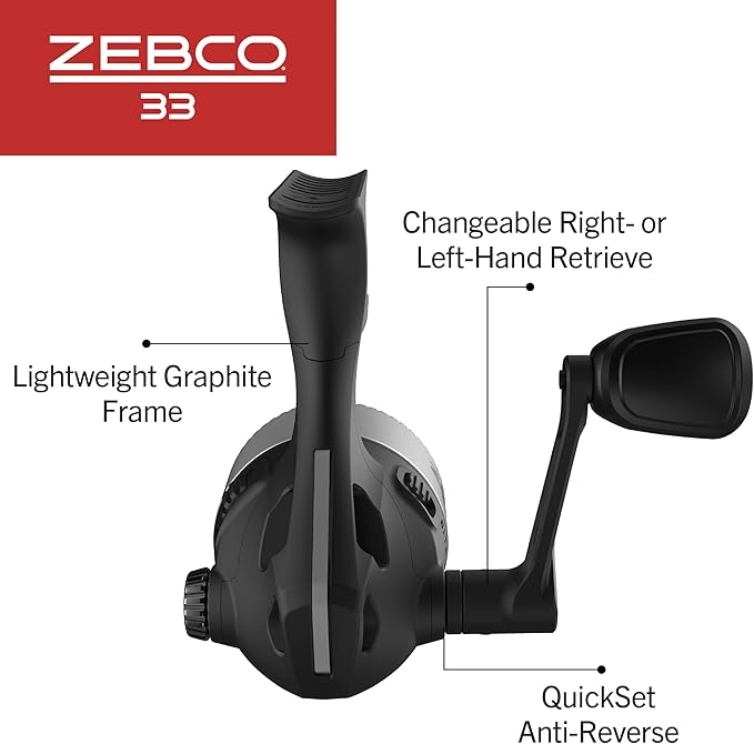 Zebco 33 Micro Trigger Spincast Fishing Reel, Size 10 Reel, Right or Left-Hand Retrieve, Pre-Spooled with 4-Pound Zebco Cajun Line, Silver/Black