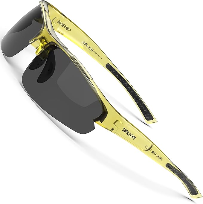 SIPLION Polarized Sunglasses Men Sports: UV400 Protection Anti-Slip Wrap-Around TR90 Frame for Driving Fishing Golf Running