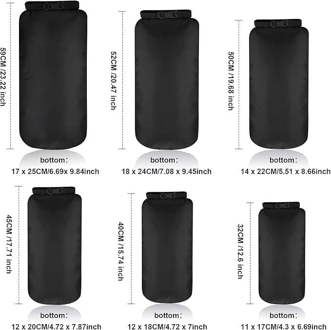 Shappy 6 Pcs Waterproof Dry Bag Set Ultralight Stuff Sack 20/15/10/8/5/3L Backpacking Bag with Long Adjustable Strap Outdoor Keep Gear Dry Sack for Camping Kayaking Boating Hiking Travel
