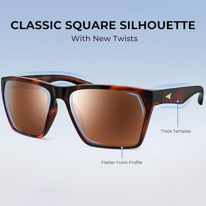 KastKing Beartrap Polarized Sports Fishing Sunglasses, With PuriVex Protective Lens Coating, Square Frame Design, Men Women