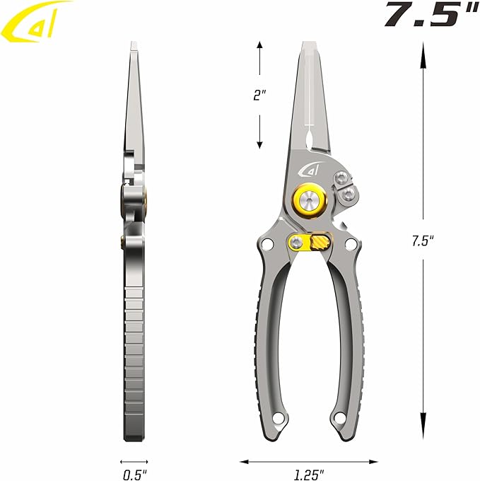 danco 2 Pack 7.5" Aluminum Fishing Side Cutters with Sheath, Fishing Line and Wire Cutter, Saltwater Safe, Fresh/Saltwater Fishing