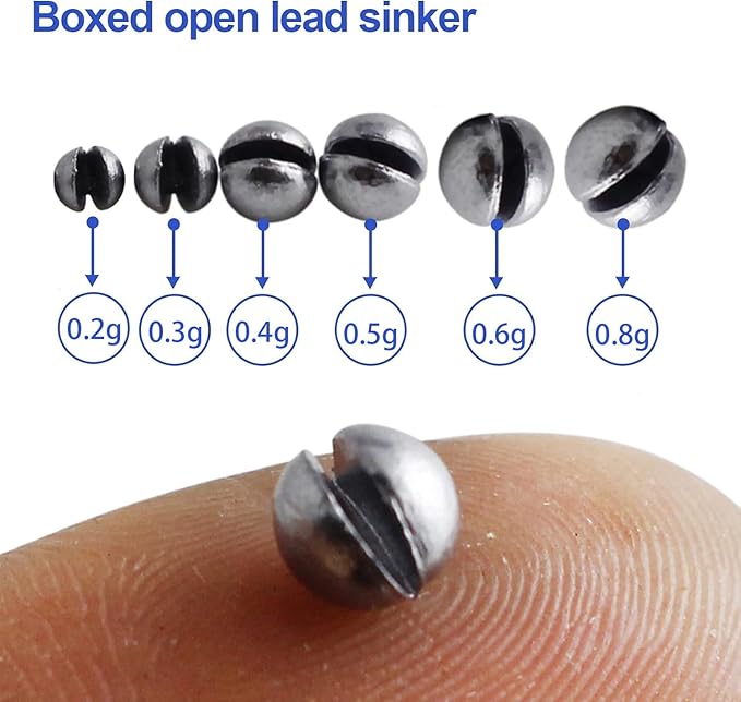 Fishing Weights Sinkers, Split Shot Sinkers Kit Removable Round Lead Weights Assorted Sizes (100/117/205/250PCS) for Bass Trout Panfish Fishing