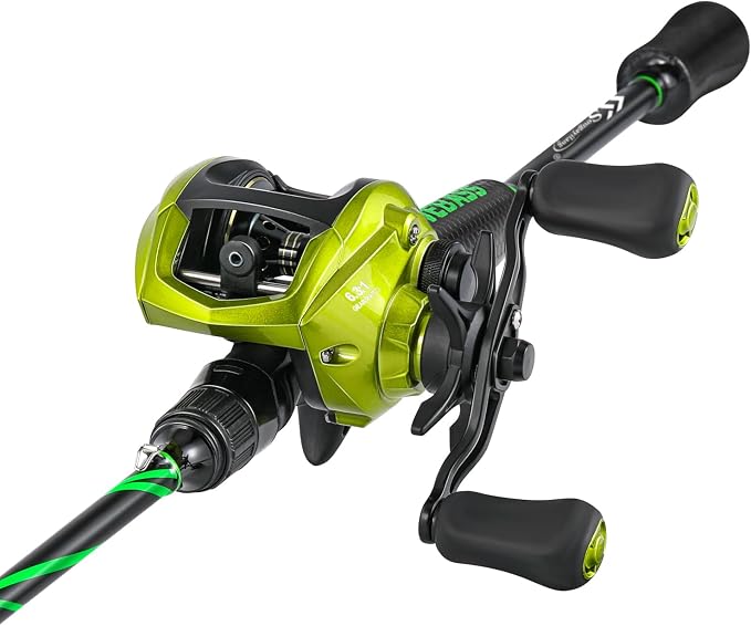 One Bass Fishing Rod Reel Combos, Spinning & Casting Combo, Graphite 2Pc Blanks, Stainless-Steel Guides, Super Polymer Handle