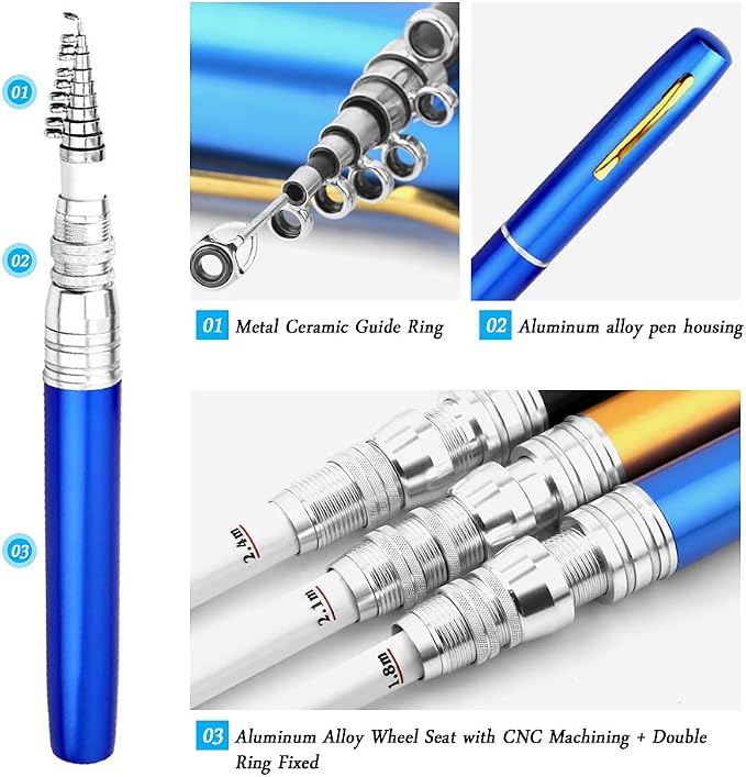 Lixada Fishing Rod Reel Combo Mini Pen Fishing Pole Kit Telescopic Fishing Rod Spinning Reel Combo Kit
