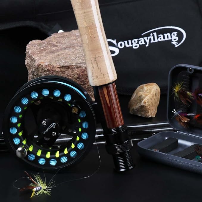 Sougayilang Saltwater Freshwater Fly Fishing Rod with Reel Combo Kit