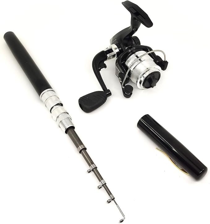 Pocket Mini 38inches Telescopic Pen Fishing Rod and Reel Combo, Portable Fishing Pole with Line Lure Hook for River Lake Reservoirs Ice Etc