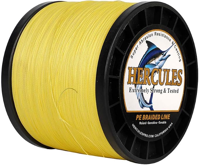 HERCULES Cost-Effective Super Strong 4 Strands Braided Fishing Line 6LB to 100LB Test for Salt-Water, 109/328 / 547/1094 Yards (100M / 300M / 500M / 1000M), Diam# 0.08MM - 0.55MM, Hi-Grade
