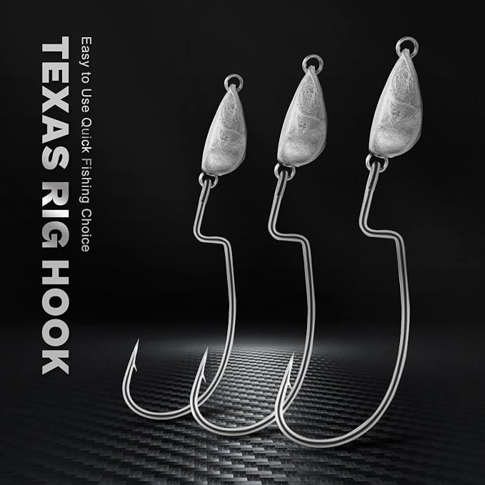 OJY&DOIIIY Weighted Texas Rig Hooks, Weedless Swimbait Jig Heads for Bass Fishing 1/8 3/16 1/4 3/8oz