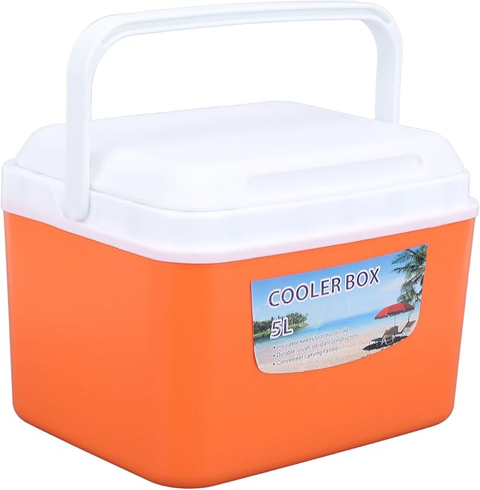Large 5L Insulated Cooler Box Portable Ice Box for Travel Camping Picnic Fish, Insulated Cooler Box Hard Case Keeps Food Freshness and Drink Cool