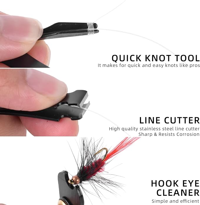 SF Fly Fishing Tools Kit Includes a Fishing Knot Tool and Line Clipper, Zinger Retractor and Hook Remover Forceps.