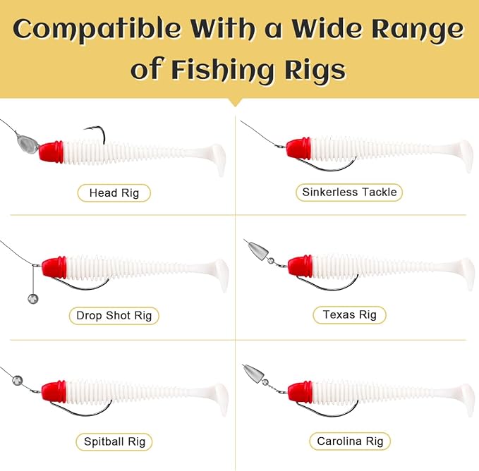 30pcs Soft Plastic Fishing Lures Paddle Tail Swimbaits Soft Baits Lure for Bass Crappie Trout Shad Freshwater Saltwater Fishing Mixed 3.5 Inch 4.7 Inch Swim Bait Kit with Box